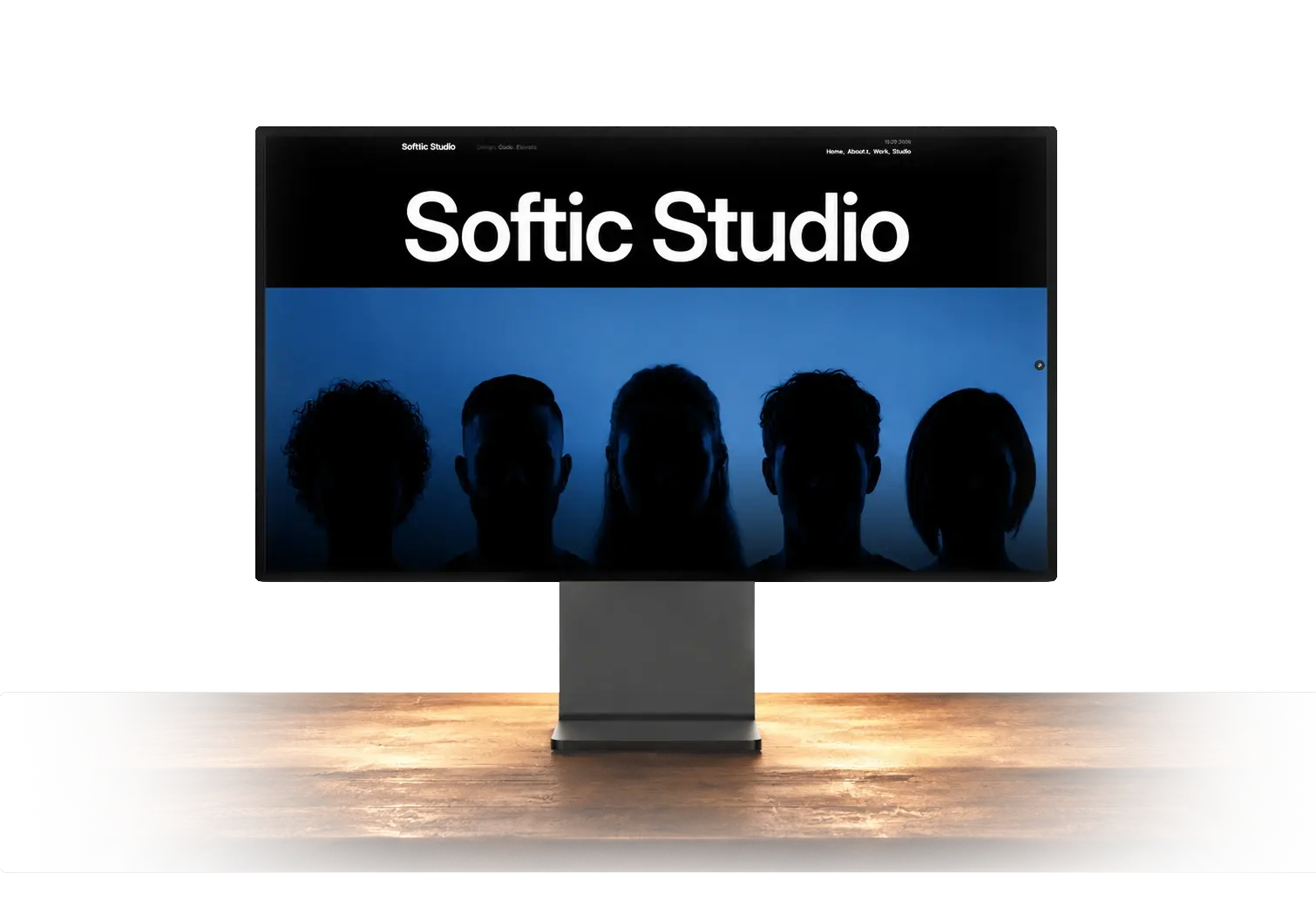 A Framer template shown on a monitor